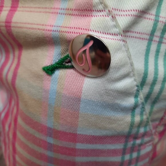 Y2K Tommy Jeans low rise Cropped Plaid Pants Size 3 Pastel Pink Yellow White - Picture 4 of 10